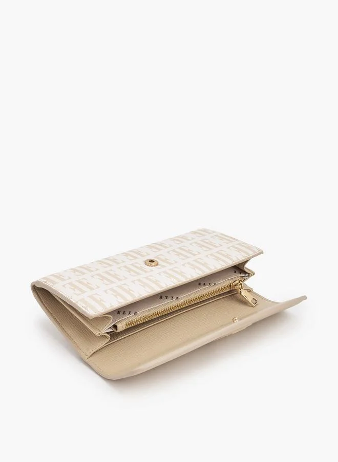 ELLE IVORY Monogram Print Wallet with Snap Button Closure for Women | Best Price UAE